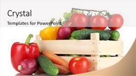  Presentation with box - Audience pleasing PPT theme consisting of fresh vegetables in wooden box backdrop and a lemonade colored foreground