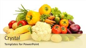  Presentation with vegetables - Amazing theme having fresh vegetables isolated on white backdrop and a yellow colored foreground