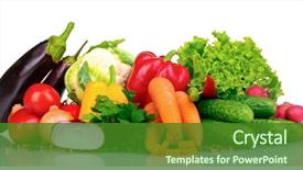  Presentation with fresh cut fruits vegetables - Audience pleasing theme consisting of fresh vegetables isolated on white backdrop and a forest green colored foreground