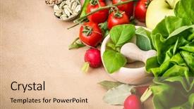  Presentation with brown - PPT theme having fresh vegetables on a brown background and a  colored foreground