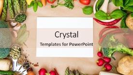  Presentation with vegetables - PPT theme consisting of fresh vegetables on a brown background and a lemonade colored foreground