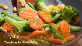  Presentation with frying - Slides enhanced with fresh vegetables on a frying pan healthy breakfast background and a tawny brown colored foreground