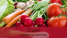  Presentation with vegetables - Cool new PPT layouts with fresh vegetables on kitchen board backdrop and a crimson colored foreground
