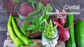  Presentation with leafy vegetables farm to table - Beautiful presentation theme featuring fresh vegetables on table close backdrop and a gray colored foreground