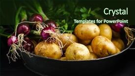  Presentation with vegetables - Slide deck with fresh vegetables on the black background and a  colored foreground