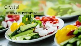  Presentation with catering - Presentation theme consisting of fresh-vegetables-on-the-catering background and a yellow colored foreground