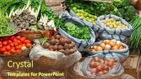  Presentation with market - Colorful slide set enhanced with fresh-vegetables-on-the-local backdrop and a tawny brown colored foreground