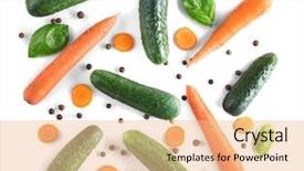 Presentation with top view of appetizing fresh - Presentation design consisting of leafy - fresh vegetables on white background background and a lemonade colored foreground