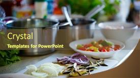  Presentation with onion - PPT layouts consisting of fresh-vegetables-onion-chives background and a tawny brown colored foreground