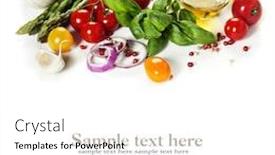  Presentation with vegetarian - Theme with fresh vegetables over white background - healthy eating vegetarian or cooking concept background and a cream colored foreground
