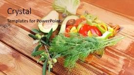  Presentation with fresh fruits vegetables dairy meat - Colorful slide set enhanced with fresh vegetables prepared on wood backdrop and a  colored foreground