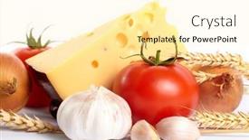  Presentation with cheese - Theme having fresh-vegetables-with-cheese background and a blonde colored foreground