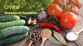  Presentation with spices - PPT theme featuring fresh vegetables with herbs background and a tawny brown colored foreground