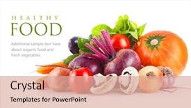  Presentation with lettuce - Colorful presentation design enhanced with fresh vegetables with leaf lettuce backdrop and a coral colored foreground