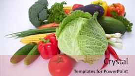 Presentation with vegetables - Presentation consisting of leafy - fresh vegetables background and a red colored foreground