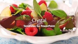  Presentation with vegetarian - PPT layouts consisting of fresh-vegetarian-salad-with-spinach background and a tawny brown colored foreground
