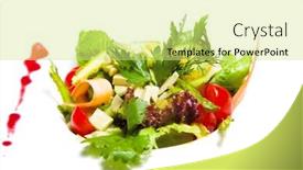  Presentation with vegetarian - Beautiful theme featuring fresh-vegetarian-snack-isolated backdrop and a soft green colored foreground