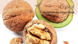  Presentation with white green - PPT theme having fresh-walnut-in-green-husk background and a coral colored foreground