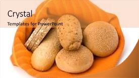  Presentation with kitchen towel - Beautiful slides featuring fresh warm bread over kitchen towel isolated on white background backdrop and a yellow colored foreground