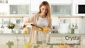  Presentation with lemonade - Beautiful PPT theme featuring fresh water - beautiful young woman preparing lemonade backdrop and a coral colored foreground