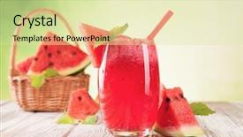  Presentation with fresh water - Colorful slides enhanced with fresh water melon drink backdrop and a soft green colored foreground