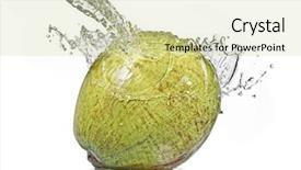  Presentation with coconut water - Beautiful presentation design featuring fresh water splash on coconut backdrop and a soft green colored foreground