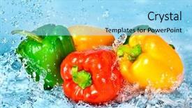  Presentation with fresh water - Slide deck consisting of vegetables washing food - fresh water splash on peppers background and a arctic colored foreground