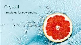  Presentation with fresh water - Presentation theme consisting of fresh water splash on red grapefruit background and a sky blue colored foreground