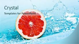  Presentation with red grapefruit orange orange - Theme enhanced with fresh water splash on red background and a cool aqua colored foreground