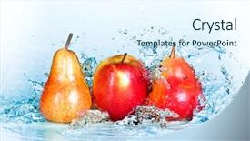  Presentation with apple pear - Presentation design with apples pears - fresh water splash on red background and a sky blue colored foreground