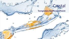  Presentation with fresh water - Audience pleasing presentation design consisting of fresh water splashes and orange backdrop and a sky blue colored foreground