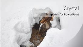  Presentation with spring water - Presentation design with fresh water spring in the snow background and a white colored foreground