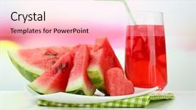  Presentation with juice - Theme enhanced with fresh watermelon and glass background and a lemonade colored foreground