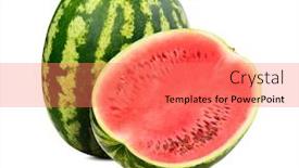  Presentation with melon - Slides consisting of fresh-watermelon-isolated-organic-water background and a coral colored foreground