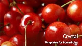 Presentation with corner - Colorful slide set enhanced with fresh wet cherry background soft focus on the nearest berry on the right lower corner backdrop and a tawny brown colored foreground