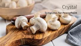  Presentation with mushrooms - Beautiful PPT theme featuring fresh-white-champignon-mushrooms backdrop and a soft green colored foreground