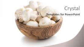  Presentation with mushrooms - Amazing PPT theme having fresh-white-champignon-mushrooms backdrop and a white colored foreground