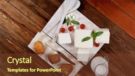  Presentation with food white - Presentation theme with fresh white greek goat sheep background and a tawny brown colored foreground