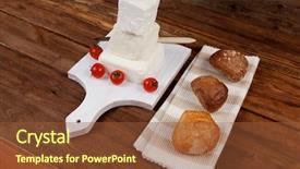  Presentation with white healthy food - Presentation theme enhanced with fresh white greek goat sheep background and a tawny brown colored foreground