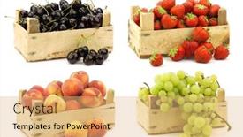  Presentation with vine - Colorful presentation enhanced with fresh-white-seedless-grapes backdrop and a coral colored foreground