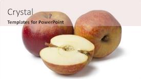  Presentation with coconut shell fresh whole - Amazing slide deck having fresh whole and half belle de boskoop apples isolated on white background backdrop and a lemonade colored foreground