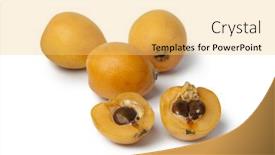  Presentation with fruit - Slide set having fresh-whole-and-half-loquat background and a yellow colored foreground