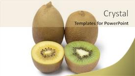 Presentation with kiwi fruit - Beautiful slides featuring fresh whole and half yellow and green kiwi fruit isolated on white background backdrop and a yellow colored foreground
