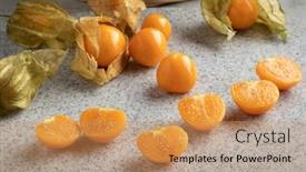  Presentation with gooseberry - Theme featuring fresh-whole-and-halved-cape background and a  colored foreground