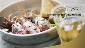  Presentation with coconut shell fresh whole - Cool new slide deck with fresh-whole-calamari-cooked backdrop and a coral colored foreground