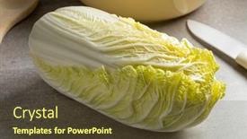  Presentation with cabbage - Presentation design featuring fresh-whole-chinese-cabbage-close background and a tawny brown colored foreground
