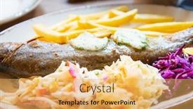  Presentation with trout - Slide set consisting of fresh-whole-grilled-trout-served background and a yellow colored foreground