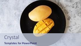  Presentation with mango fruit - Presentation design having fresh-yellow-mango-fruit background and a lemonade colored foreground