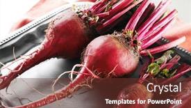  Presentation with silver - Audience pleasing PPT layouts consisting of fresh-young-beets-on-silver backdrop and a tawny brown colored foreground
