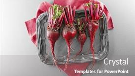  Presentation with napkin - Presentation theme featuring fresh-young-beets-on-tray background and a gray colored foreground